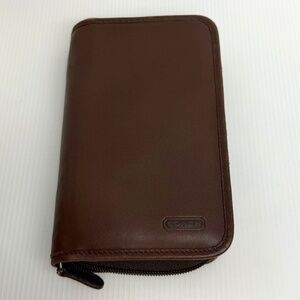 Vintage Coach Rich Brown Leather Palm Pilot PDA Organizer Zip Case Wallet Pouch